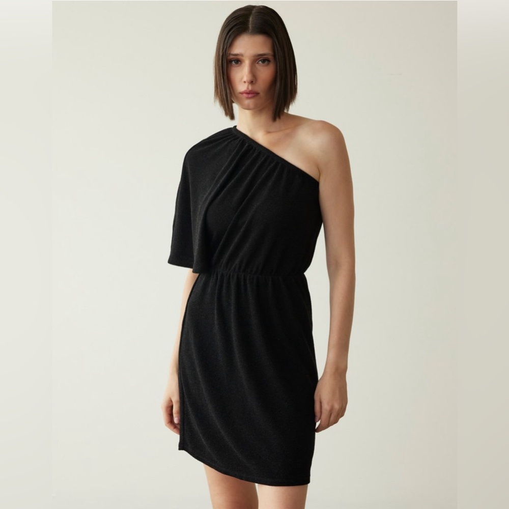One-Shoulder Shimmery-Knit Dress